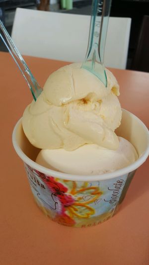 soursop and mango/banana gelati at Wicked Ice Cream in Port Douglas
