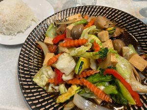 Ginger veg & tofu (extra 3 AUD) stir fry  at Imm Thai Cafe in Cairns
