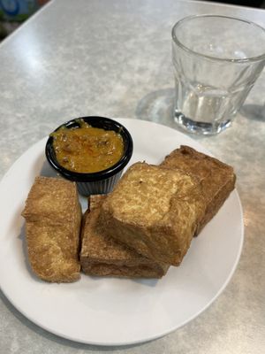 Deep fried tofu with satay sauce  at Imm Thai Cafe in Cairns