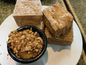 Deep Fred tofu. Would be better with a different sauce instead of satay    at Imm Thai Cafe in Cairns