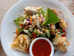 Vegan wontons at The Blacksmith Eatery and Bar in Auckland