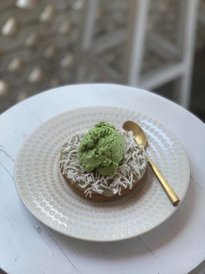 blueberry donut with matcha ice cream (vegan, gf, paleo) at Matcha Cafe in Tibubeneng
