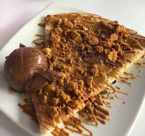 Biscoff crepe in all it's glory. at Sweet Ice Cream Lounge in Winchester
