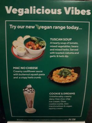 Vegan Advertising at Frankie & Benny's in Orpington