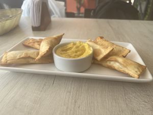 Tequeños de saltado with salsa huancaina  at Restaurant Paracas in Paracas