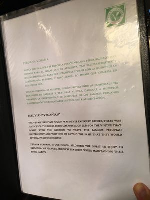 menu at Restaurant Paracas in Paracas