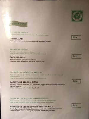 menu1 at Restaurant Paracas in Paracas