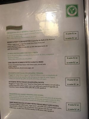 menu2 at Restaurant Paracas in Paracas