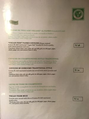 menu4 at Restaurant Paracas in Paracas