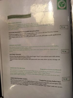 menu3 at Restaurant Paracas in Paracas