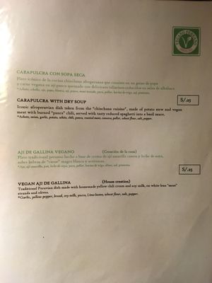 menu6 at Restaurant Paracas in Paracas
