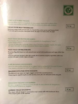 menu8 at Restaurant Paracas in Paracas