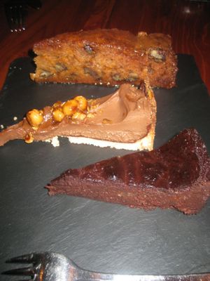 Three vegan desserts at Betty's Vegetarian Restaurant in Amsterdam