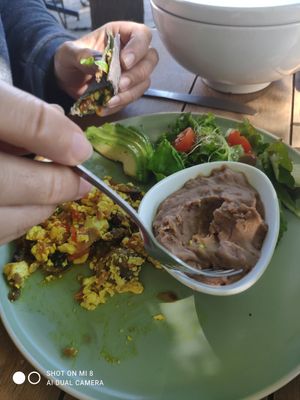 The Mexican tofu "eggs" at Nomada Organics & Gourmet in La Paz