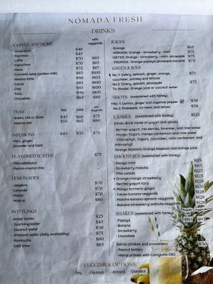 Menu 2 at Nomada Organics & Gourmet in La Paz