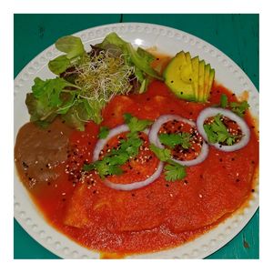 Vegan Entomatadas at Nomada Organics & Gourmet in La Paz