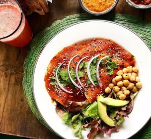 Vegan entomatadas  at Nomada Organics & Gourmet in La Paz