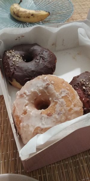 Turron y chocolate/avellana at Delish Vegan Doughnuts in Madrid