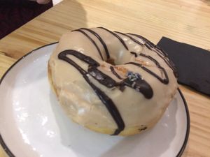 Chai doughnut at Delish Vegan Doughnuts in Madrid