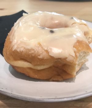 Passion fruit donut at Delish Vegan Doughnuts in Madrid
