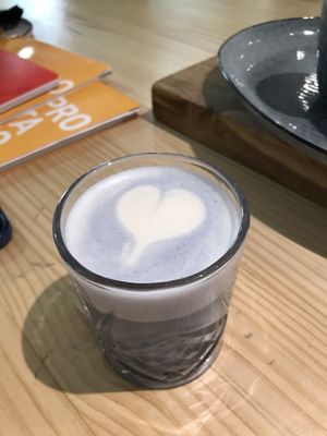 Lavender latte  at Delish Vegan Doughnuts in Madrid