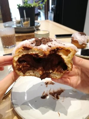 Chocolate inside at Delish Vegan Doughnuts in Madrid