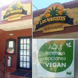 Los Magueyes is a vegan friendly restaurant recommended by The Humane League. They have one vegan option on their menu. They kindly veganize other dishes.  at Los Magueyes  in La Paz