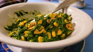 spinach with corn at Bukhara in Dhaka