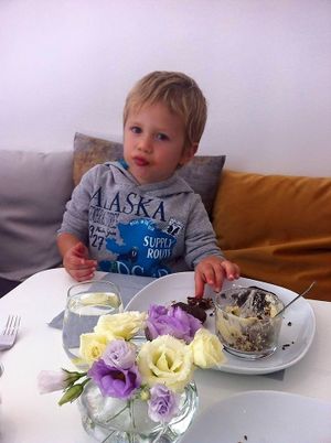 A picture of a really satisfied customer. at Deli's Vegan Bisztro in Budapest