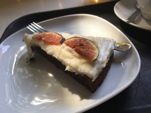 Excellent fig cake  at Deli's Vegan Bisztro in Budapest