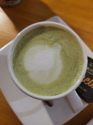 Macha Latte at Naturalia Cafe in Medellin
