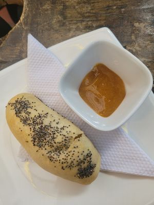 palito de queso con tofu y crema de mani at Naturalia Cafe in Medellin