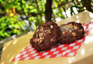 vegan chocolate and almond cookies. at Naturalia Cafe in Medellin