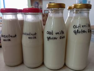 Home made milks from nuts at Kelari in Amorgos