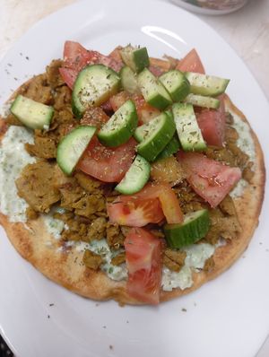 Vegan gyros pita at Kelari in Amorgos