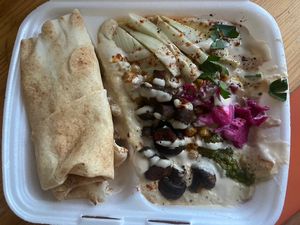 Hummus with mushrooms   at Akko Hummus Bar in Leipzig