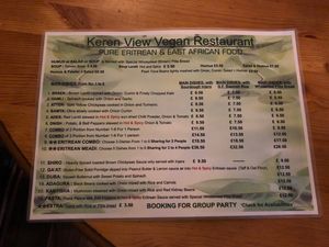 Food menu  at Keren View in North London