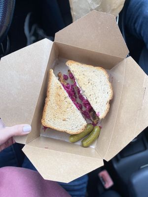 Vegan Tempeh Ruben sandwich  at Blue Scorcher Bakery Cafe in Astoria