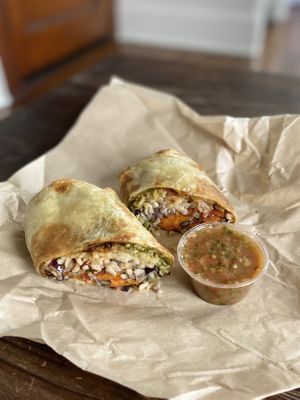 Vegan yam breakfast burrito 🌯 super tasty  at Blue Scorcher Bakery Cafe in Astoria