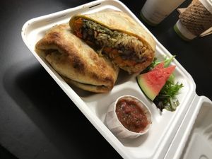 Yam burrito ! at Blue Scorcher Bakery Cafe in Astoria