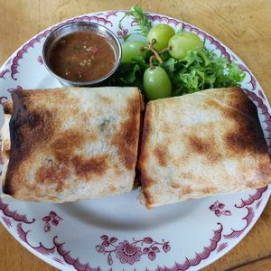 Vegan yam burrito at Blue Scorcher Bakery Cafe in Astoria