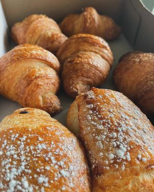 Vegan croissants and vegan pain au chocolat.   at Blue Scorcher Bakery Cafe in Astoria