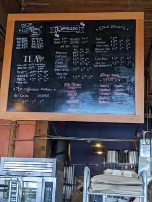Beverage menu at Blue Scorcher Bakery Cafe in Astoria