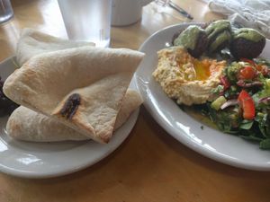 Falafel platter, ordered vegan. at Blue Scorcher Bakery Cafe in Astoria