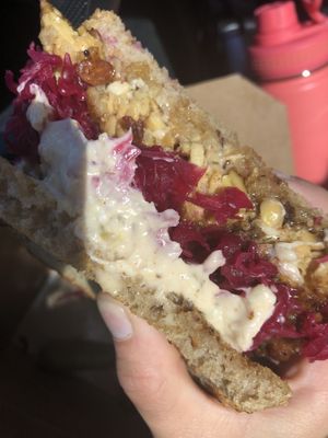 Tempeh rueben ordered vegan  at Blue Scorcher Bakery Cafe in Astoria