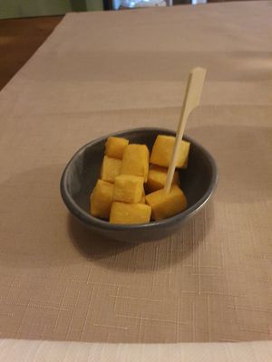 A delicious chick pea appetizer at Il Papeoto in La Spezia