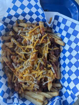 Vegan Chilli Cheese Fries! So good! at Seed Ranger in Ventura