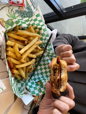 BBQ bacon burger (sans onion rings)    at Seed Ranger in Ventura