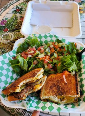 Patty melt, salad instead of fries at Seed Ranger in Ventura