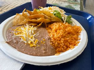 Got my kid a vegan chicken taco with beans and rice at Seed Ranger in Ventura